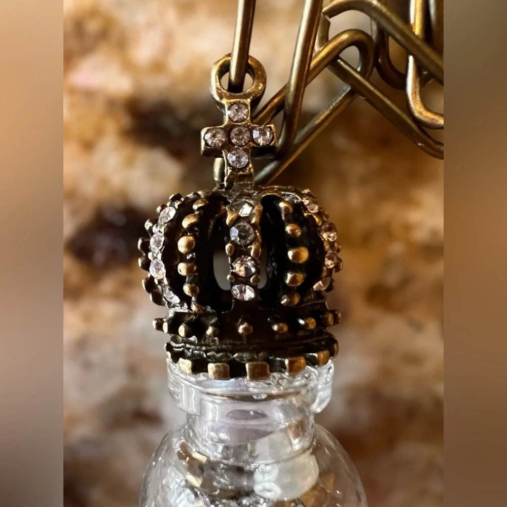 Crown and Cross Pendant Vial with Rhinestones